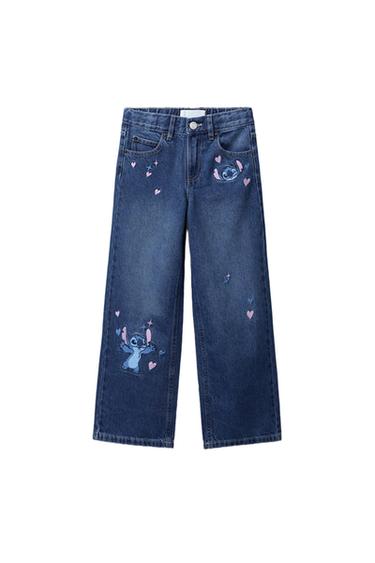 Zaras JEANS MED BREDA BEN BRODERADE LILO & STITCH © DISNEY - Blå