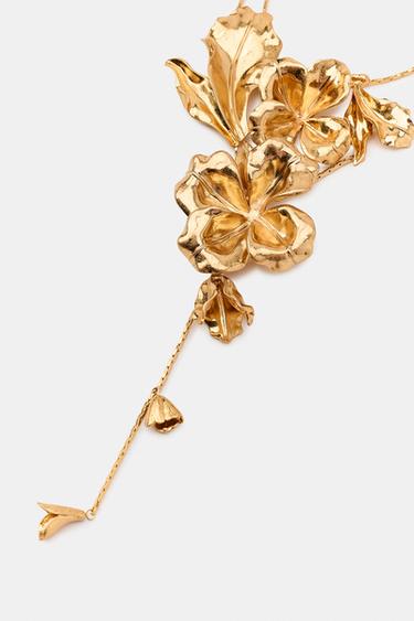 COLLIER DOUBLE MÉTALLIQUE FLEURS - Doré de Zara - Image 4