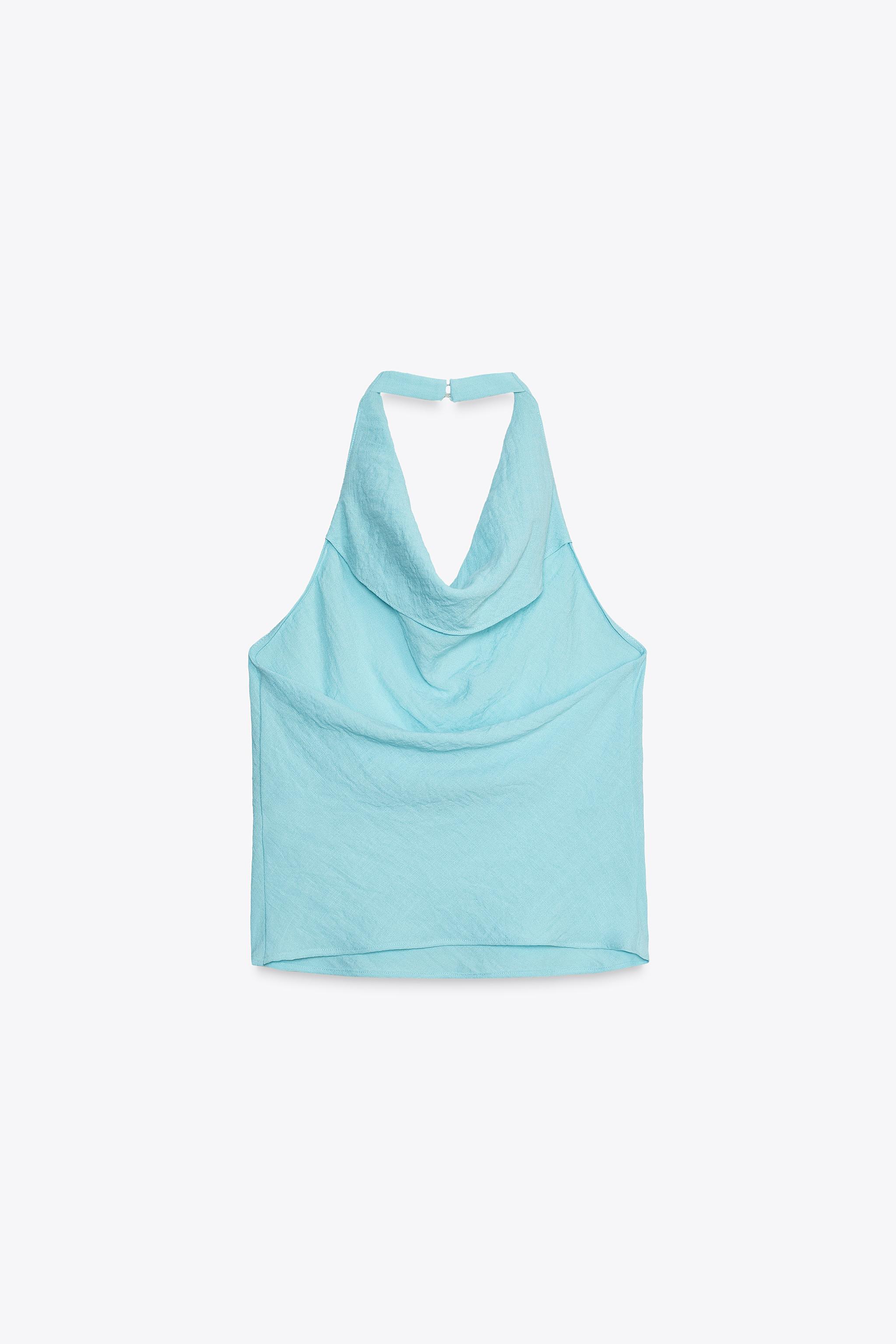 ZARA フルイド ホルターネック ワンピース 6929/088 フルイド ホルターネック ワンピース - ライトブルー | ZARA