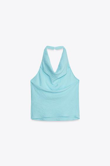 TOP FLUIDE HALTER - Turquoise de Zara - Image 5