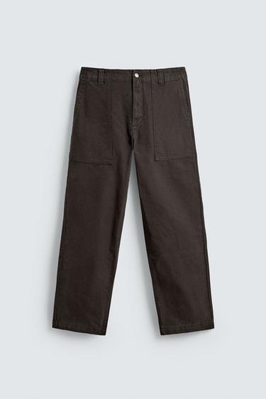 PANTALÓN STRAIGHT FIT LAVADO - Gris oscuro de Zara