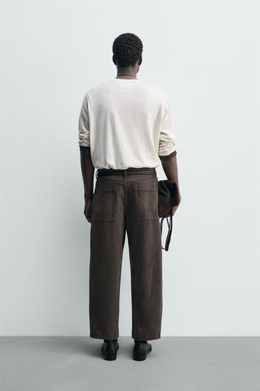 JEAN TAPERED WIDE FIT - Marron de Zara - Image 2