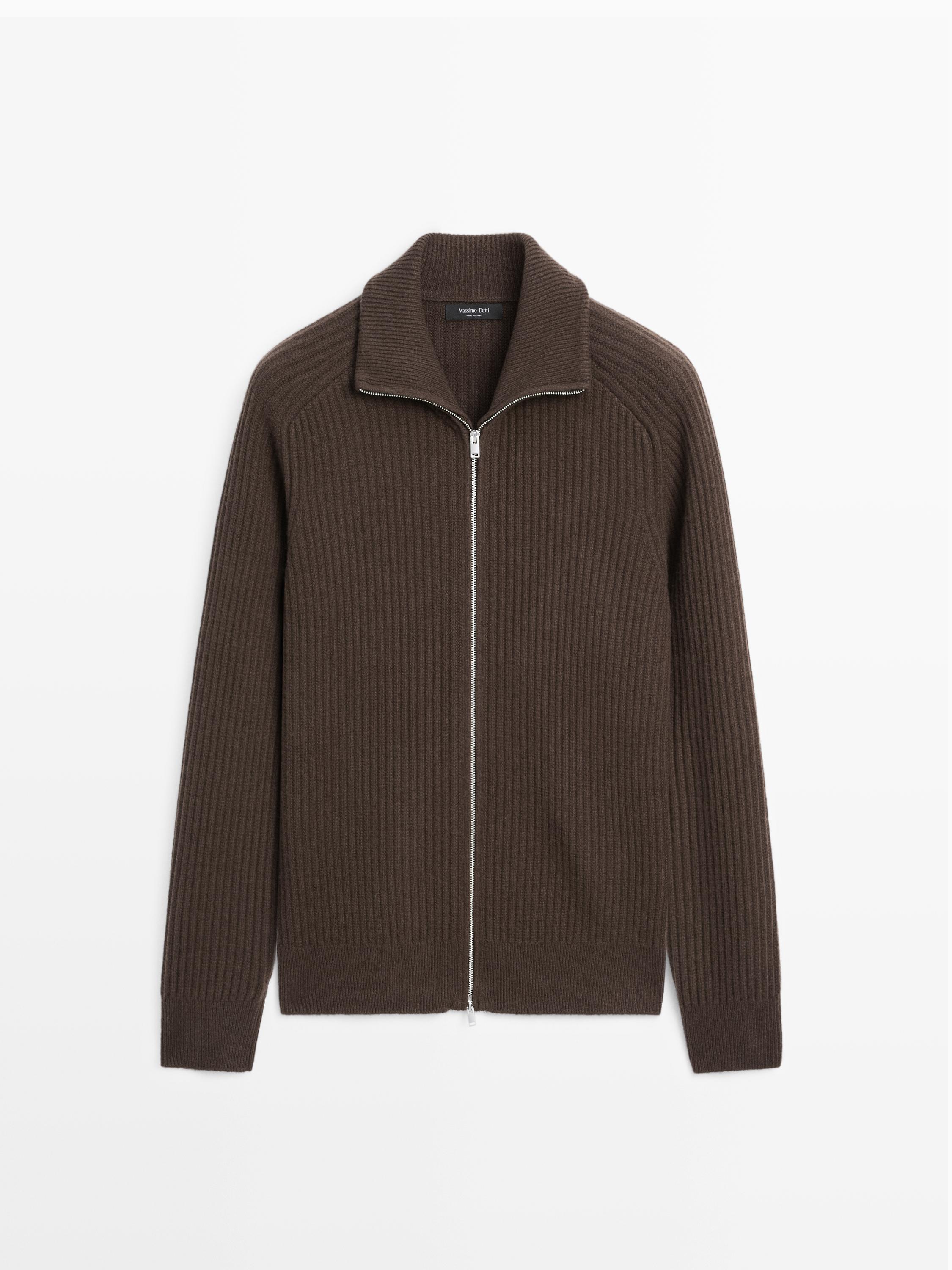 Wool blend cardigan with zip