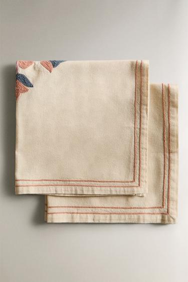 BESTICKTE BAUMWOLLSERVIETTEN (2ER-PACK) - Rosa von Zara - Bild 0