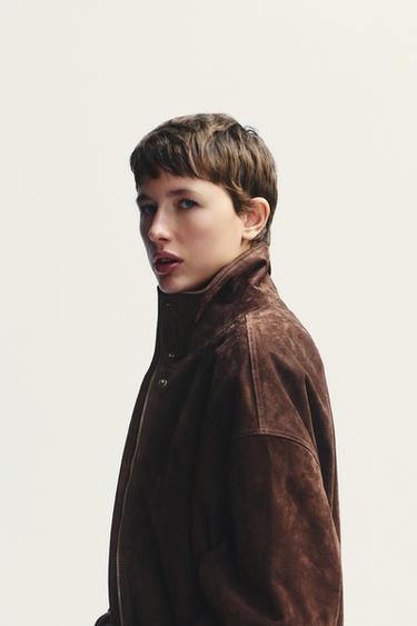 SUEDE LEATHER JACKET - Dark brown by Zara - Image 4