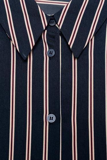 CHEMISE À RAYURES - Bleu de Zara - Image 8