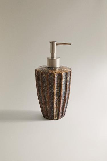 TERRACOTTA SOAP DISPENSER WITH RAISED DESIGN - Brown by Zara