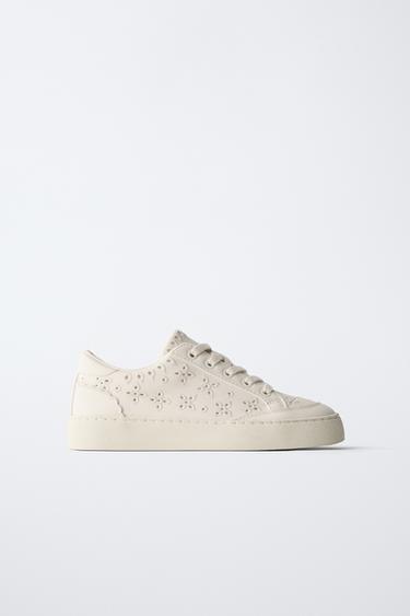 Zara PERFORATED SNEAKERS - White