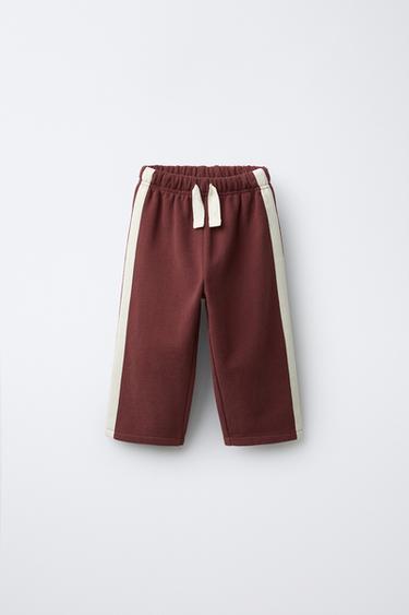 PLUSH TROUSERS WITH SIDE STRIPE - Burgundy by Zara