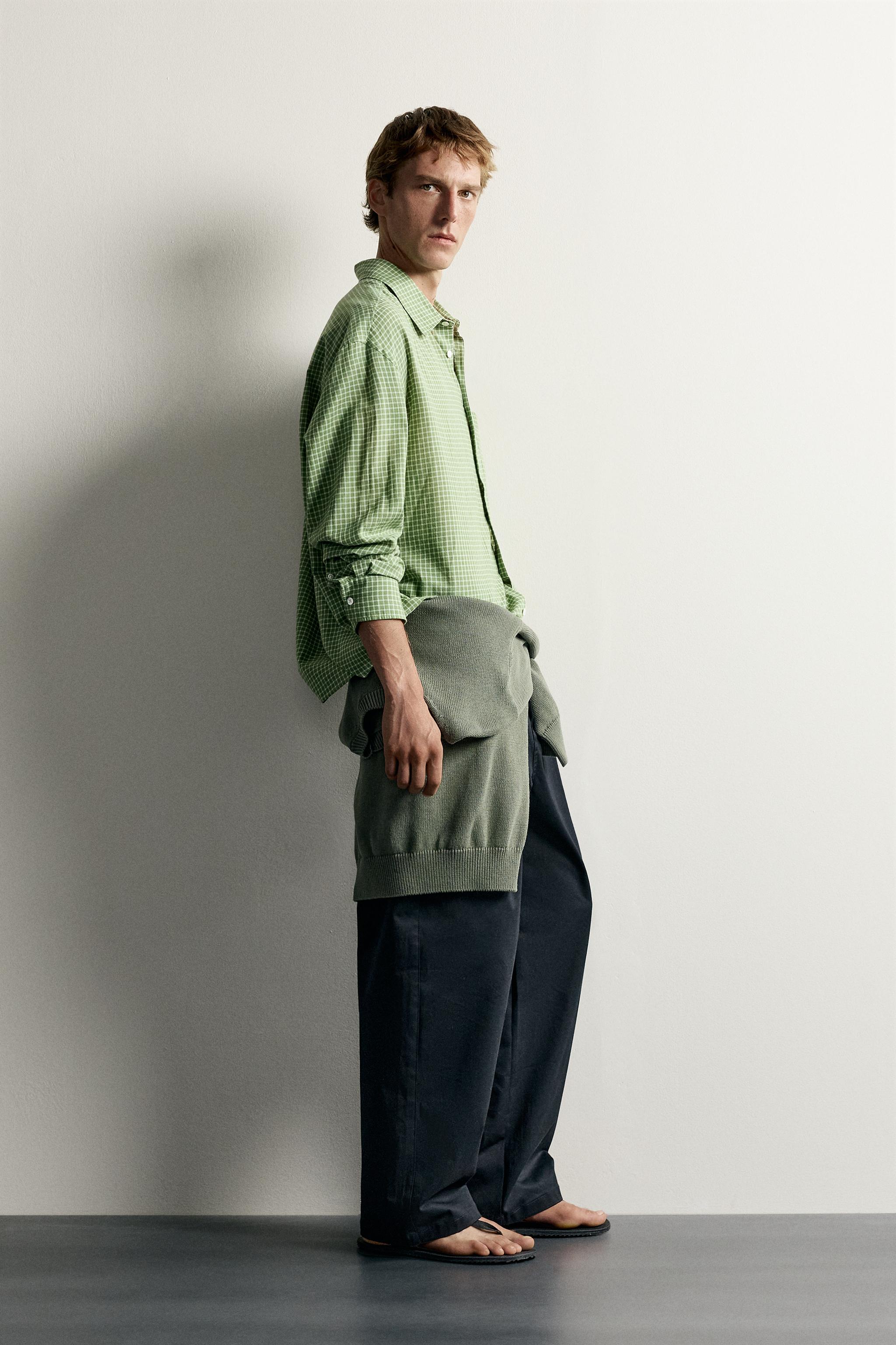 Zara RELAXED FIT KARELİ GÖMLEK görsel 4