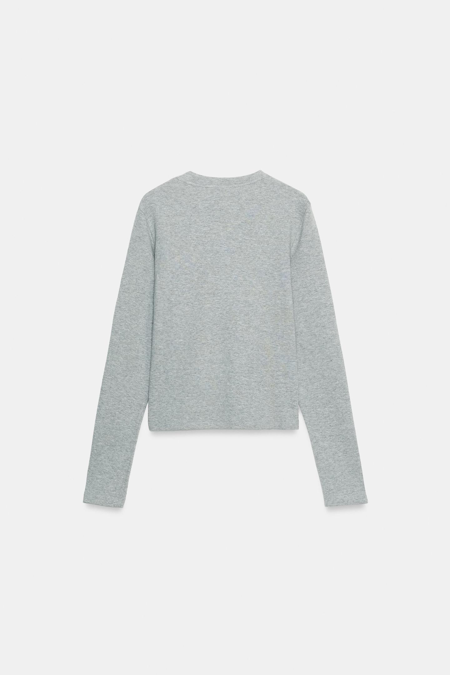 Женская футболка Zara V-NECK, цвет: Серый — фото 8