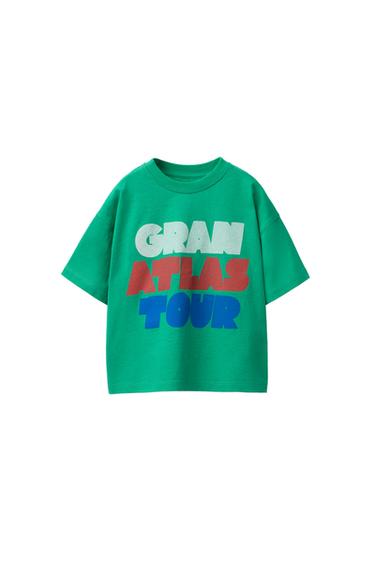 CAMISETA COM TEXTO ESTAMPADO - Verde-médio da Zara