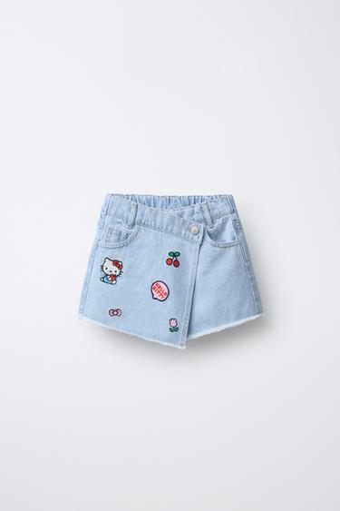 FALDA BERMUDA DENIM HELLO KITTY © SANRIO - Azul de Zara - Imagen 0