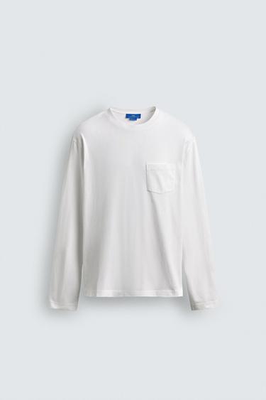 LONG SLEEVE T-SHIRT WITH POCKET AARON LEVINE X ZARA - White by Zara