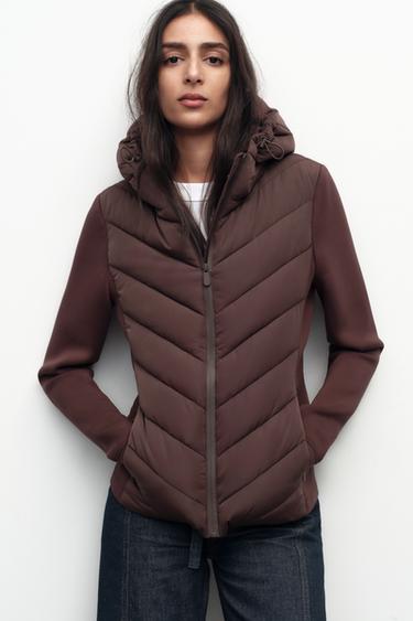 CAZADORA ACOLCHADA COMBINADA - Marrón de Zara