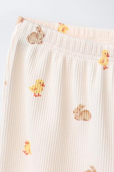 ENSEMBLE TEXTURÉ T-SHIRT ET PANTALON LAPINS - Crème de Zara - Image 3