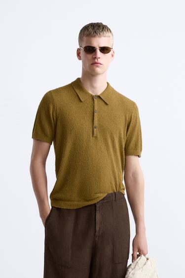 RUSTIC TEXTURED KNIT POLO SHIRT - Oil by Zara