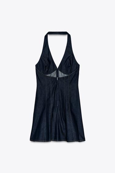 DENIM HALTER DRESS - Dark indigo by Zara - Image 5