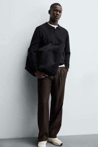 100% WOOL KNIT POLO SHIRT - Black by Zara - Image 4