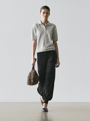 Jersey polo punto algodón - Gris claro de Zara