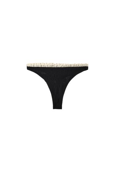 TANGA SEAMLESS DENTELLE - Noir de Zara