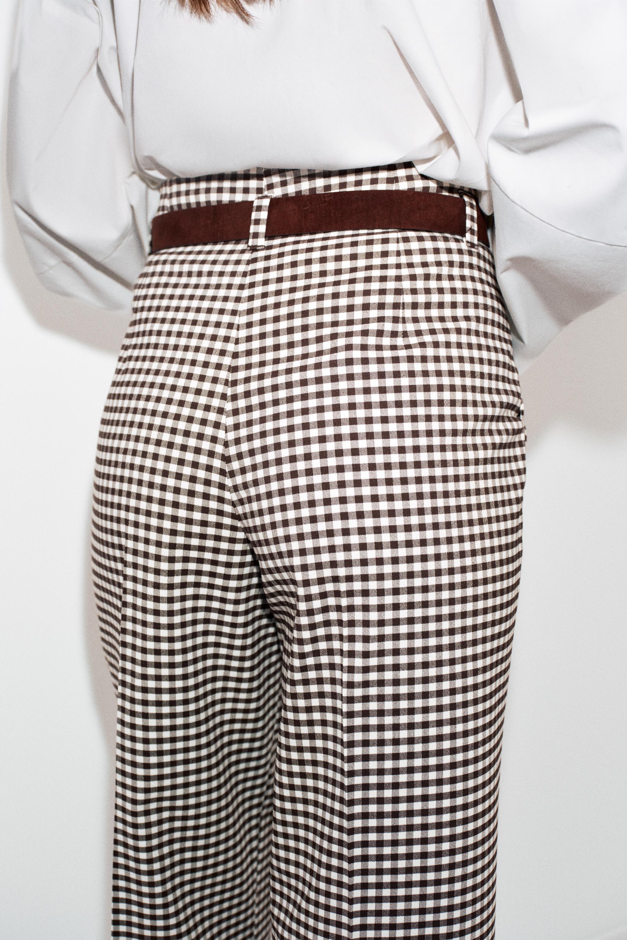 PANTALON DROIT CEINTURE CARREAUX VICHY