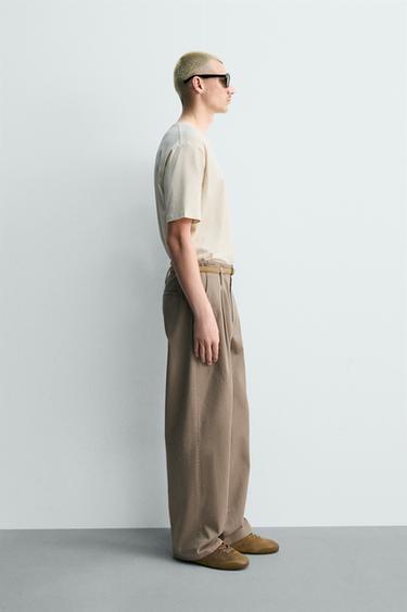 PANTALON CHINO À PLIS - Sable de Zara - Image 3