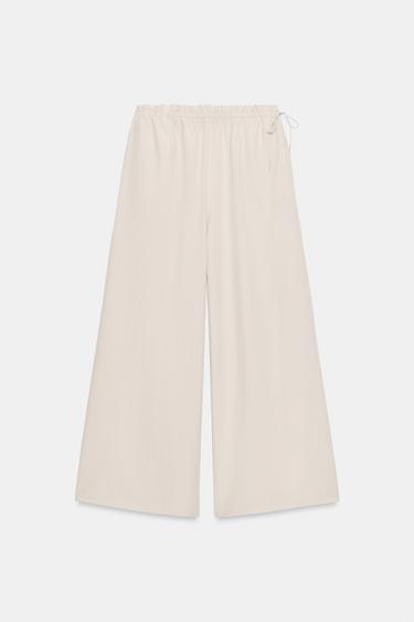 PANTALONI PALAZZO CON ALLACCIATURA - Ecrù medio di Zara