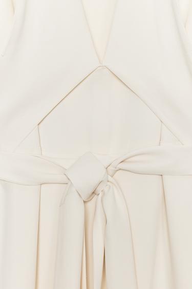 Zara ZW COLLECTION MIDI DRESS WITH TIES - Ecru