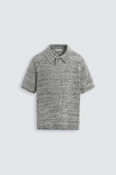 SHINY KNIT POLO SHIRT - Black by Zara