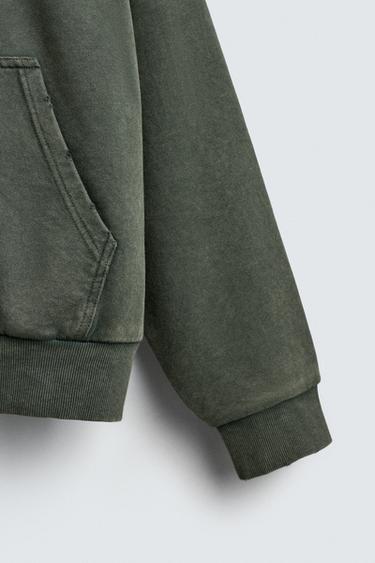 SWEAT BIMATIÈRE À CAPUCHE ET CARREAUX - Kaki de Zara - Image 10