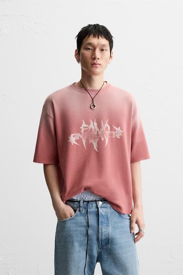 PRINTED KNIT T-SHIRT - Pale pink by Zara