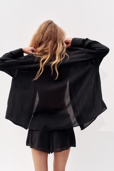 OVERSIZE GAUZE SHIRT - Black by Zara