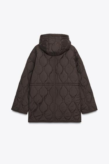 PADDED HOODIE JACKET WITH ADJUSTABLE WAIST - Light brown by Zara - Image 7