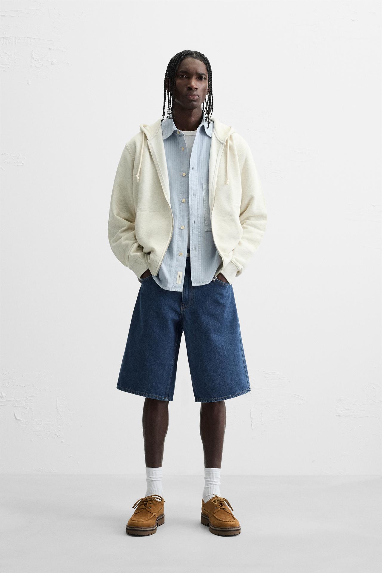 BAGGY FIT DENIM BERMUDA SHORTS - Blue by Zara