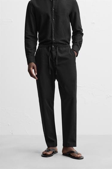 REGULAR FIT JOGGER WAIST TROUSERS - Black by Zara