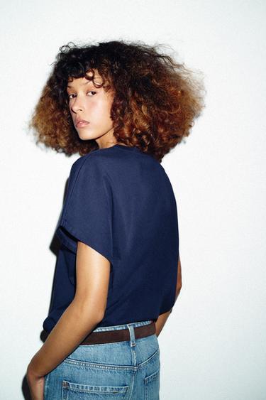 DROP SLEEVE T-SHIRT - Blue by Zara - Image 3