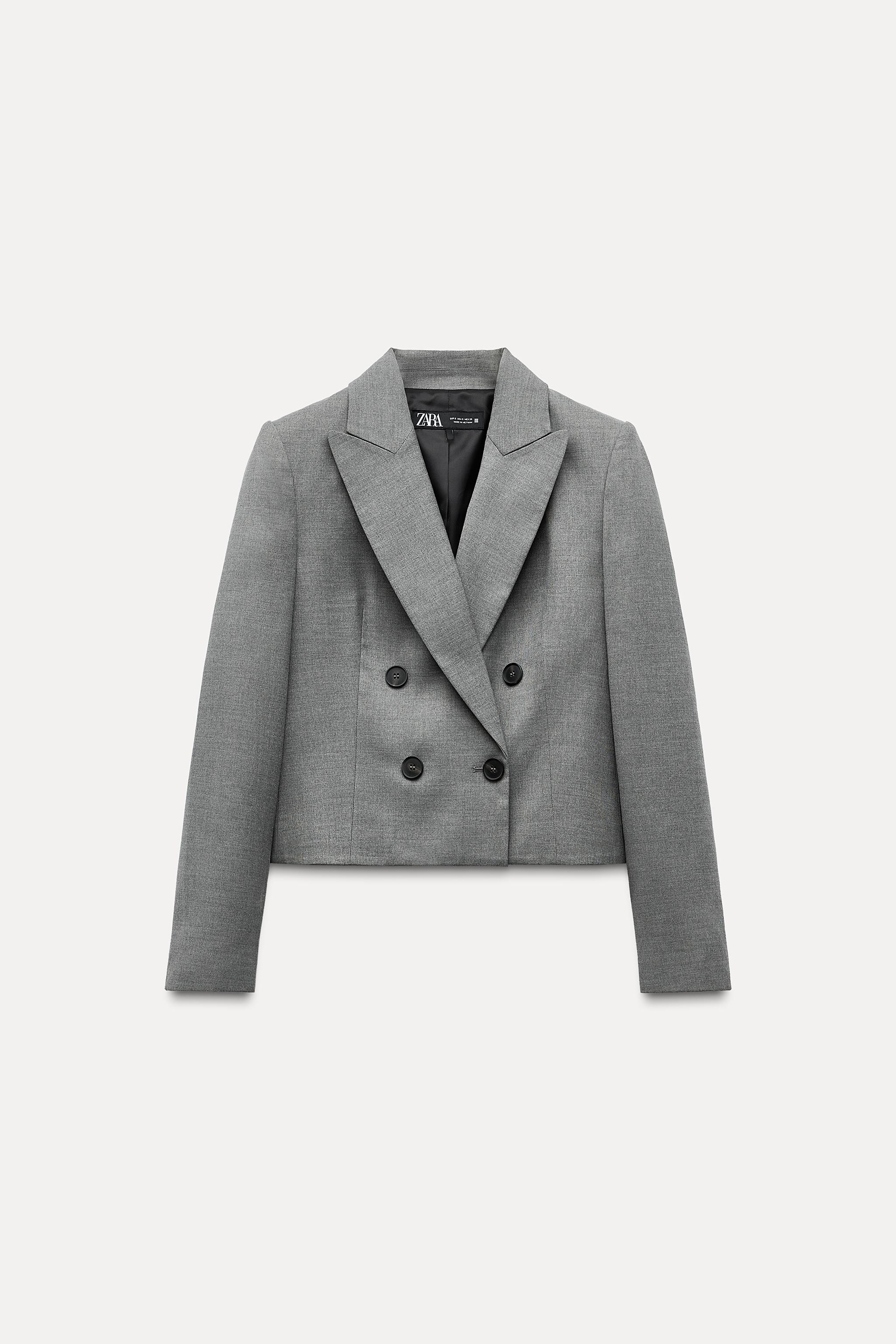 Grey cropped blazer sale