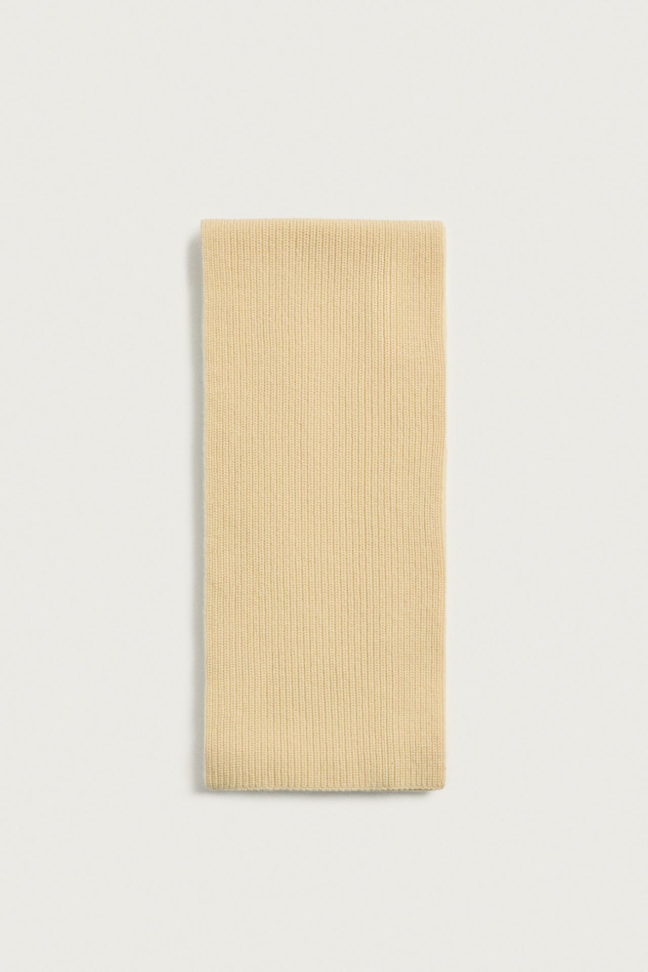 WOOL AND CASHMERE BLEND KNIT SCARF — Vanilla