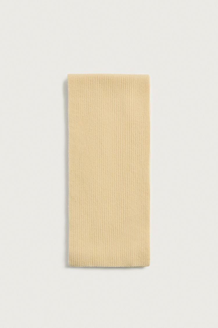 WOOL AND CASHMERE BLEND KNIT SCARF — Vanilla