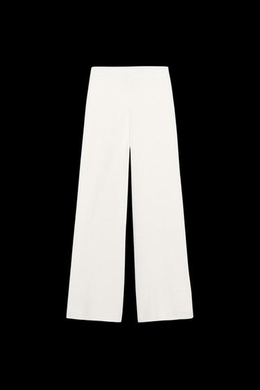 PANTALÓN ANCHO PUNTO - Blanco de Zara - Imagen 0