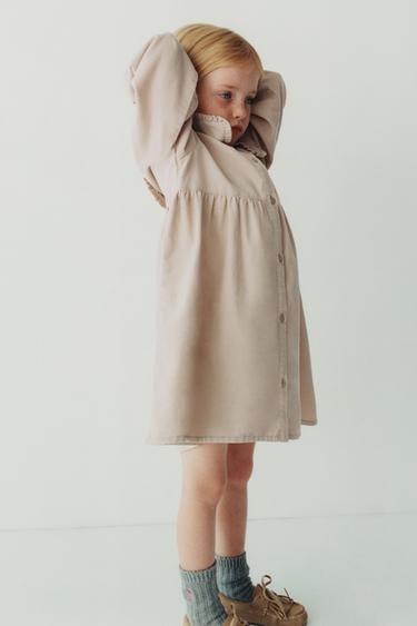 EMBROIDERED FLORAL CORDUROY DRESS - Beige by Zara