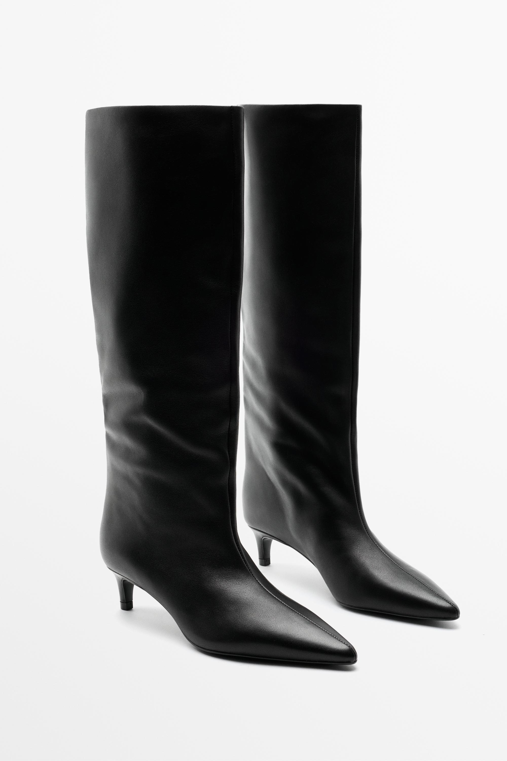 Soft leather heel boot