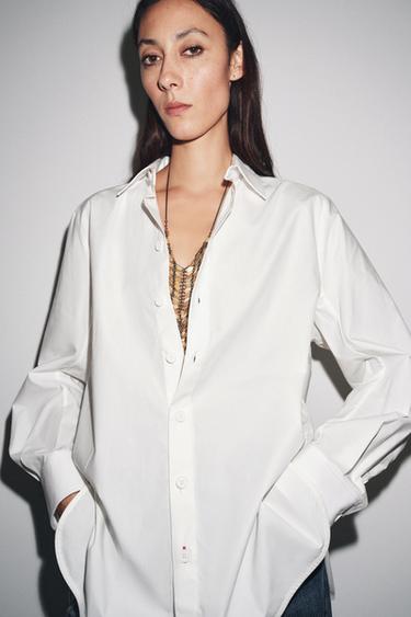 Zara ZW COLLECTION POPLIN SHIRT - White