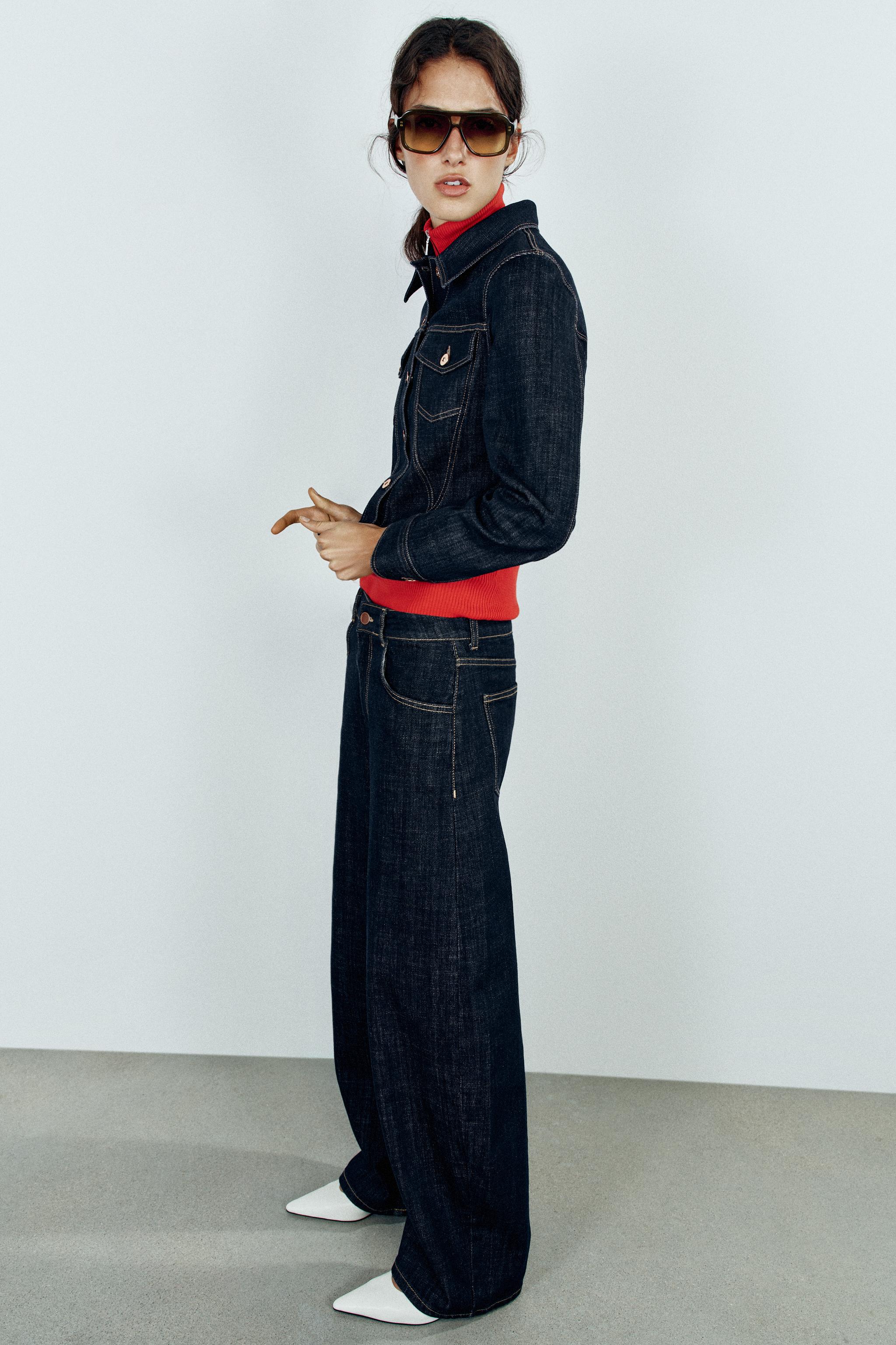 Zara Z1975 barrel yüksek bel arka nakışlı jean görsel 3