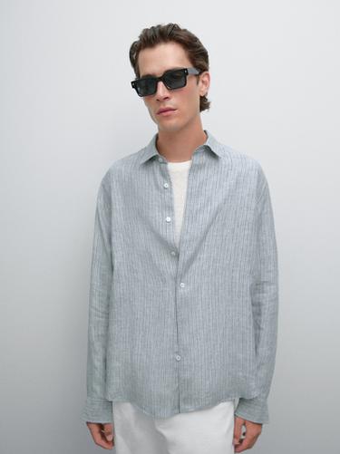Camisa rayas regular fit - Azulón de Zara