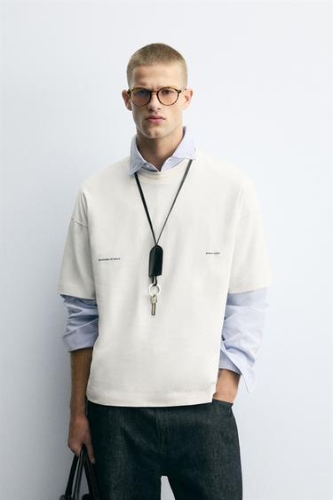 CONTRAST PRINT T-SHIRT - White by Zara - Image 1