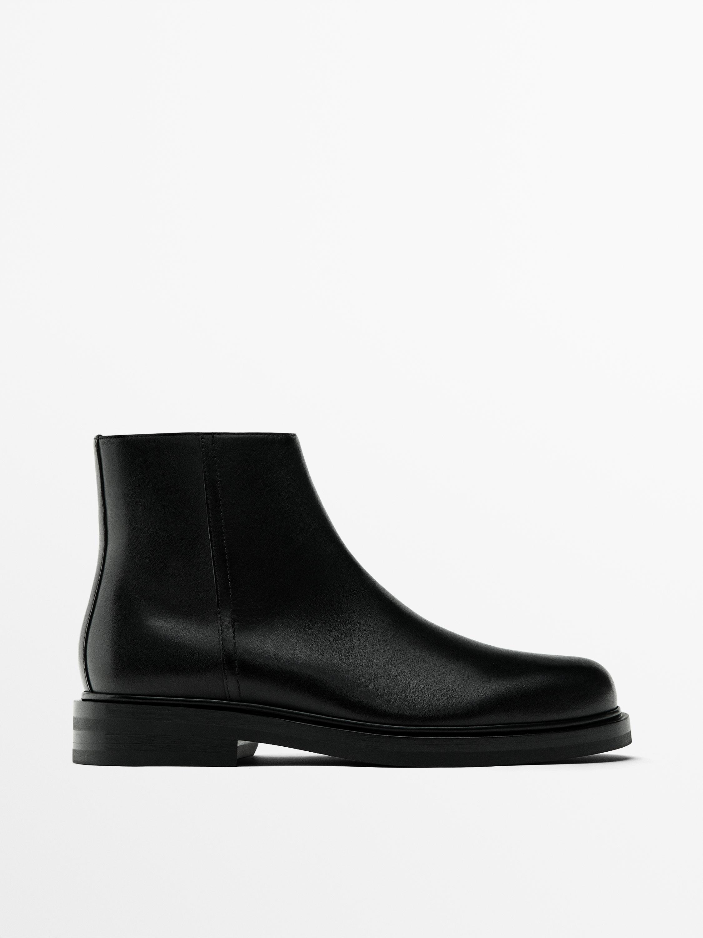 Bottes noires en cuir Noir ZARA Canada