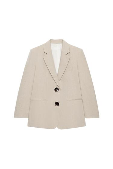 BLAZER RECTA HOMBRERAS DOS BOTONES - Beige claro de Zara