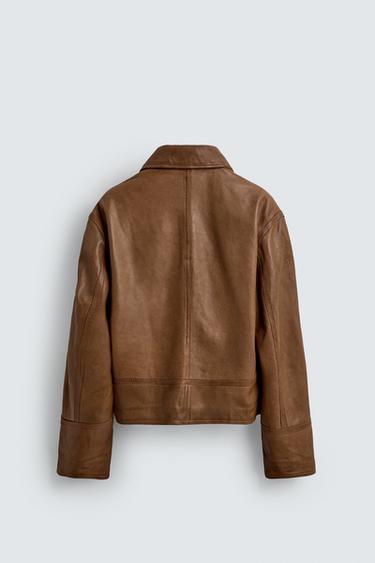 BLOUSON EN CUIR ÉDITION LIMITÉE - Marron de Zara - Image 8